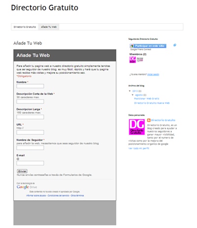 Añadir Web en Directorio Gratuito